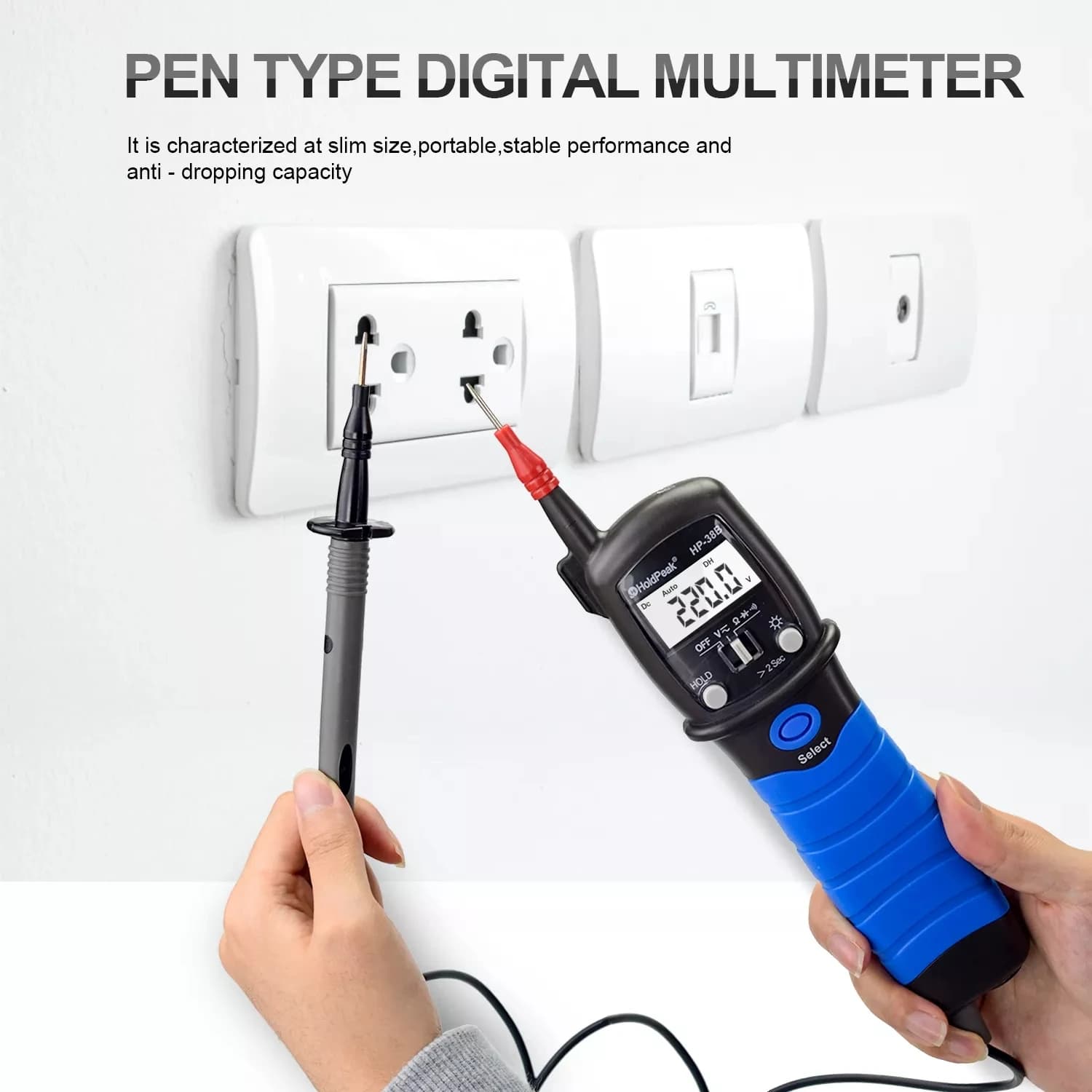 HoldPeak HP-38B LCD Digital Multimeter Pen Type 2000 Counts Auto No-Contact AC/DC Voltage Electronic Diode Resistance ​Tester