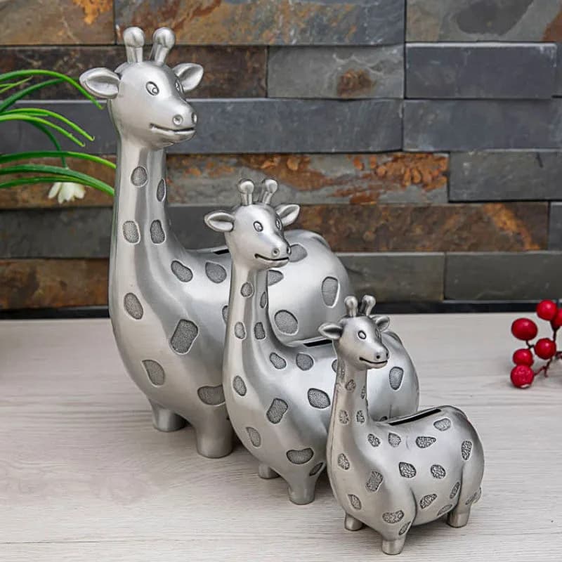 Fawn Piggy Bank Antique Silver Alloy Animal Coins Saving Pot for  Kids and Adults Money Box Gift  Home Decor c001