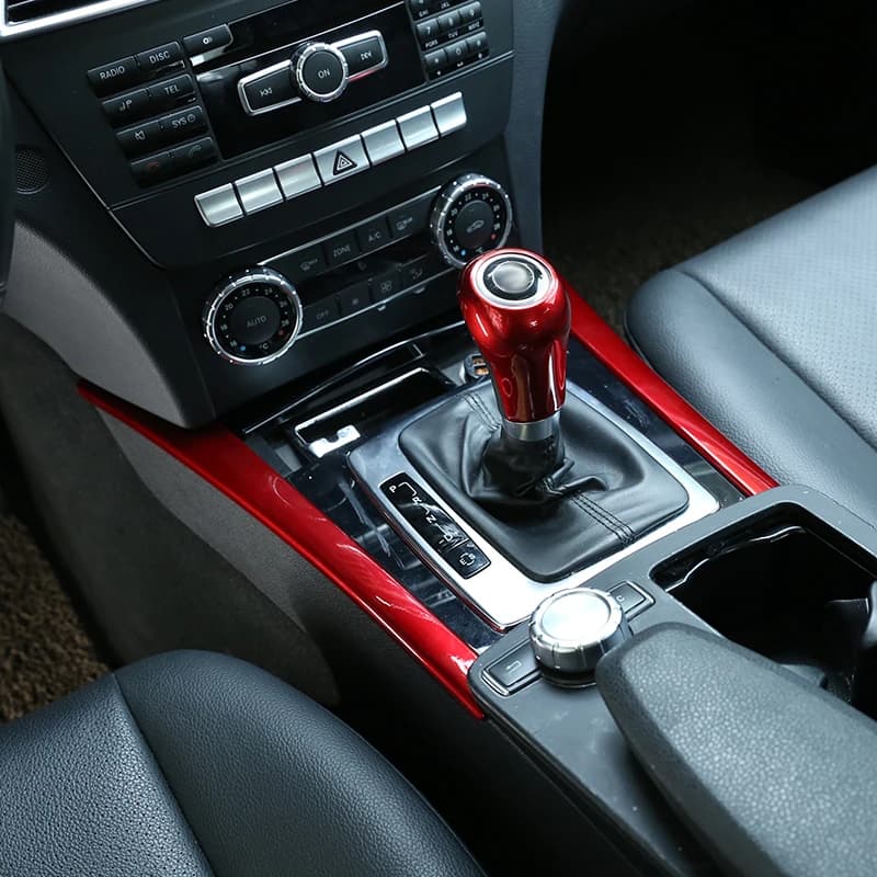 Red For Mercedes Benz C Class W204 C180 C200 2007-2013 ABS Car Center Console Decoration Strips Trim Accessories