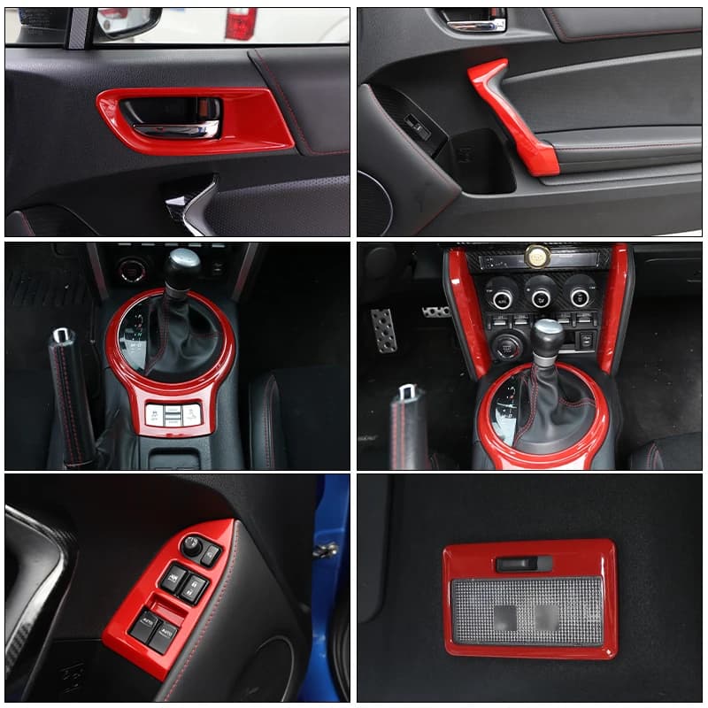 For 2012-2020 Toyota 86 GT86/Subaru BRZ ABS red car shift frame inner door handle protective cover sticker interior accessories