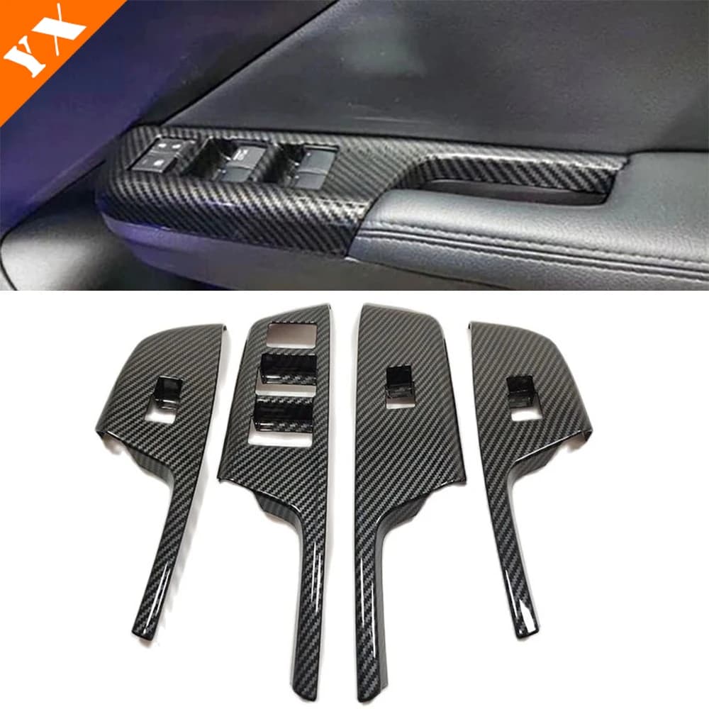 RHD for Honda City Sedan ABS Carbon interior Trim Car Door Armrest Window Glass Lift Switch Button frame Panel Cover 2014-2016