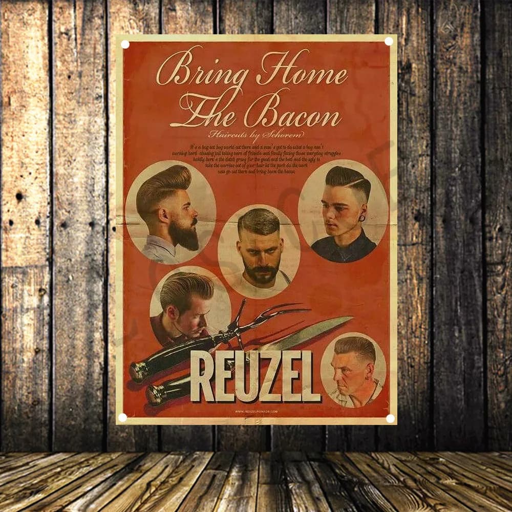 Vintage Canvas Art Barber Shop Decoration air Salon Tattoo Banner Flag Tapestry Wall Stickers Wall Hanging Poster Wall Sticker