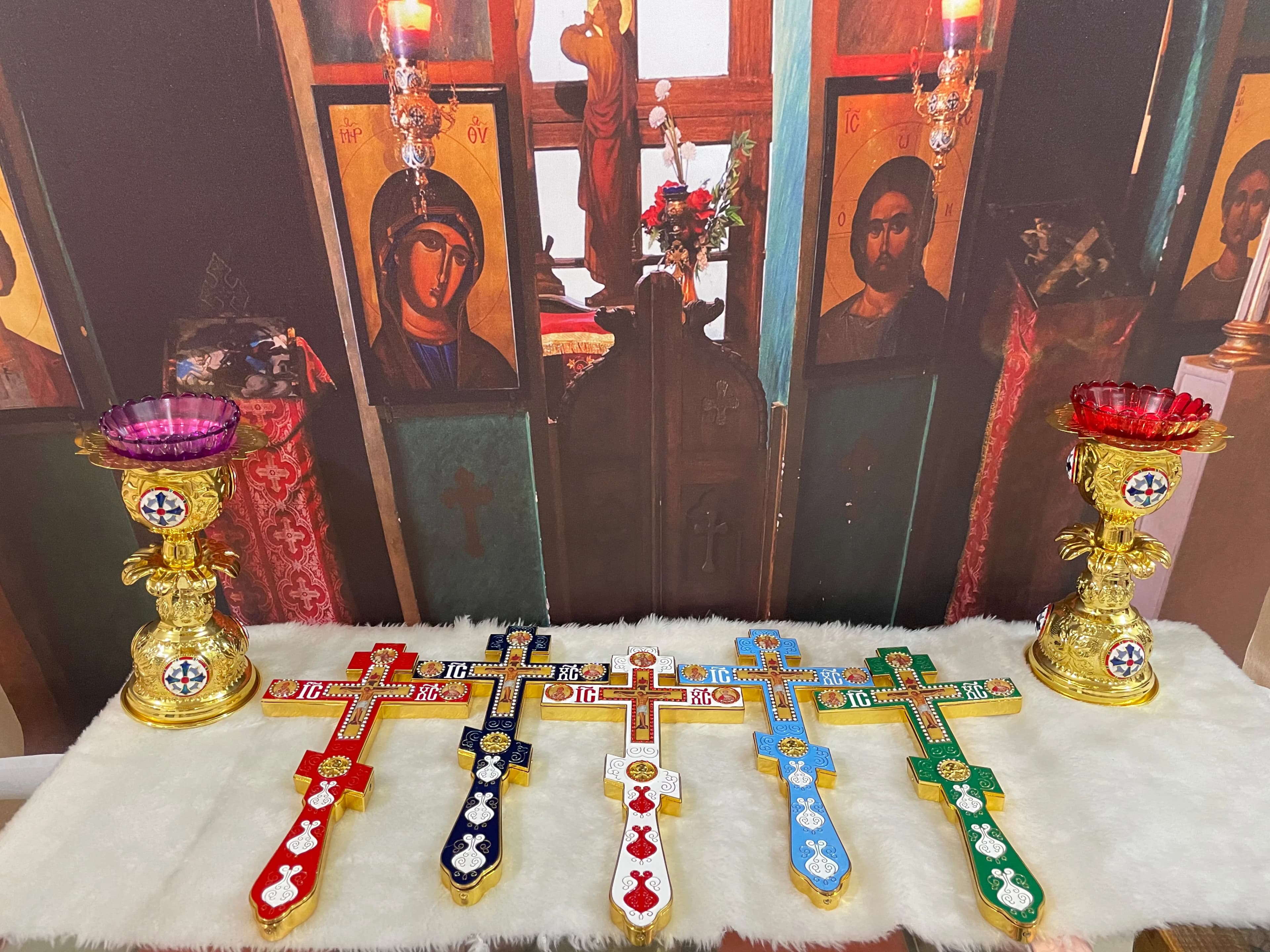 New 2026 Jesus Crucifix Orthodox Cross Church Decoration Christian Decor Russian Orthodox Church Supplies Jesus bless Box Gift