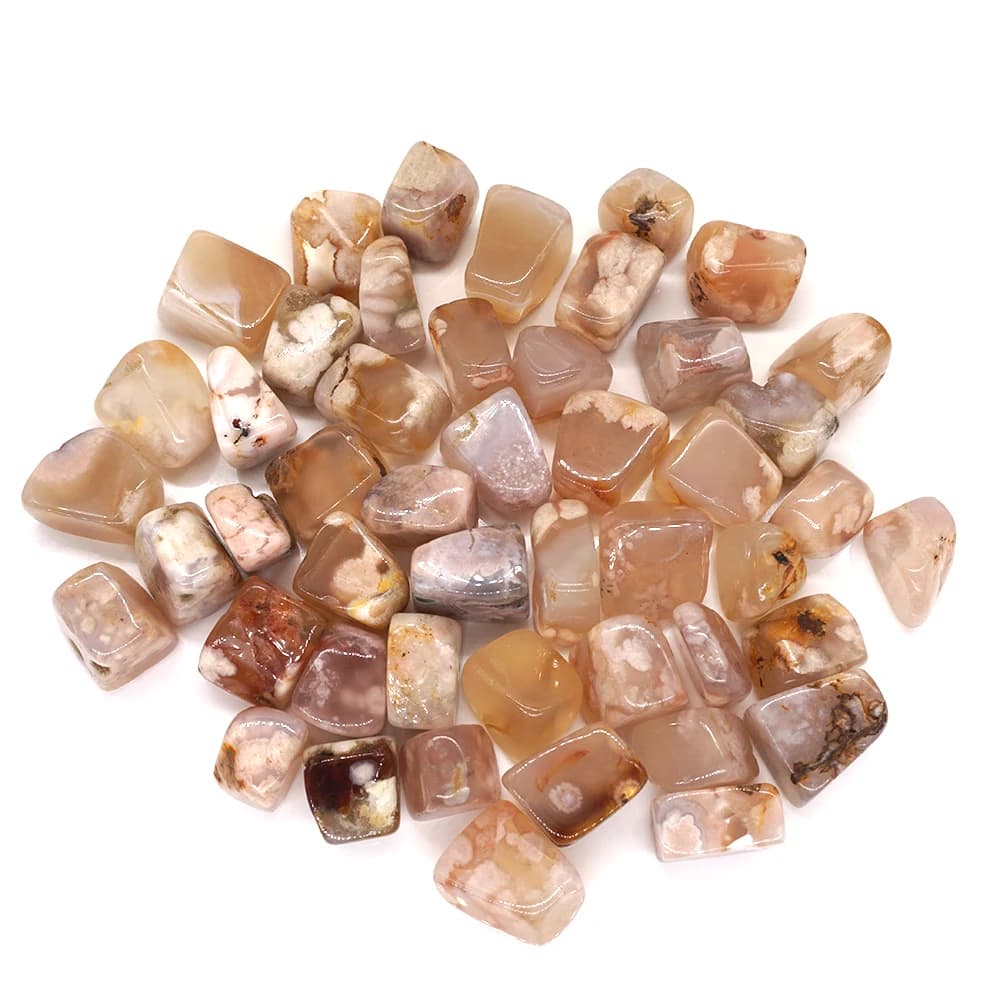 Natural Blossom Agate Healing Crystal Quartz Mineral Specimen Rock Reiki Tumbled Energy Stone Bulk Gem Home Aquarium Decoration