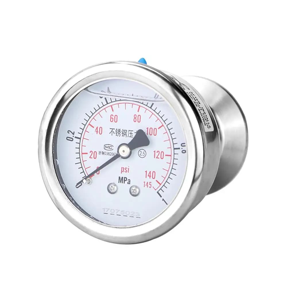 FANDE 60mm Sanitary Diaphragm Pressure Gauge Axial Stainless 1.5" Tri Clamp Fitting OD50.5mm for Fermenters Beer Tanks