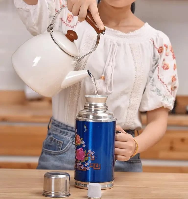 1.2l/2l Retro Travel Thermosflask Thermos Water Coffee Bottle Stainless Steel Coffee Cup Mug Heat Cold Preservation