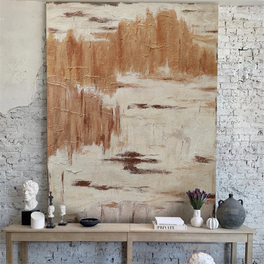 Handmade Abstract Old Brown Oil Painting On Canvas Retro Nostalgia Wall Art Picture For Living Room Home Decor