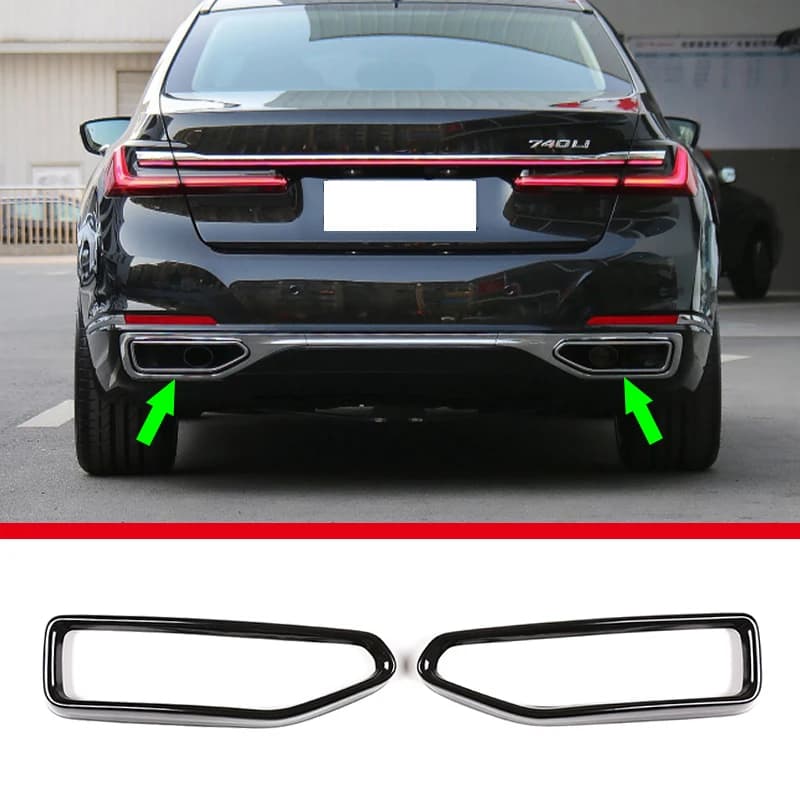 Stainless Steel Car Rear Exhaust Muffler Pipe Cover Trim Tail Throat Frame For BMW 7 Series G11 2019-2021Auto Modified Accessory