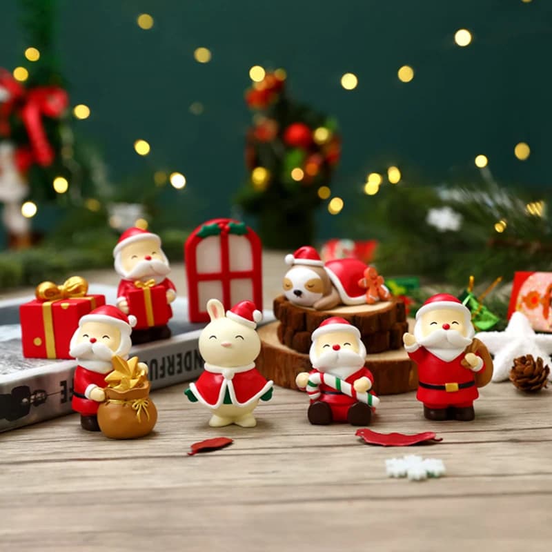 Christmas Scene Decoration Home Zoo Family Scene Series Bookshelf Decoration Set Children's Toy Doll Decoration