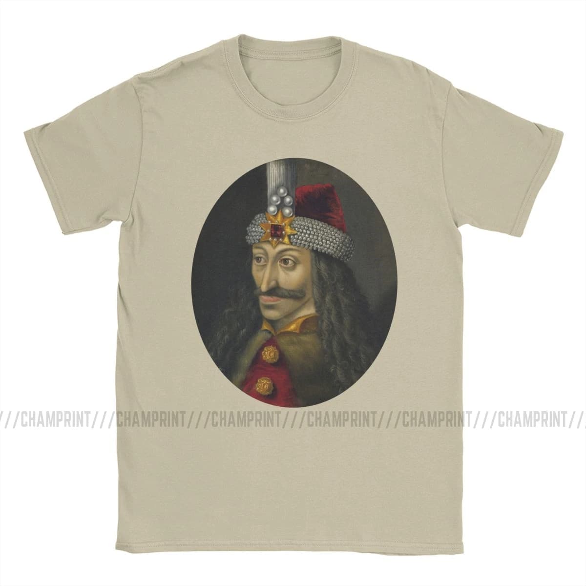 Vlad The Impaler Portrait Dracula T-Shirt for Men 100% Cotton Tepes Gothic Vampire Goth Horror Movie Scary halloween Tees