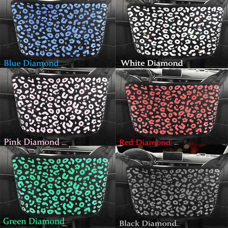 Universal Car Seat Back Storage Bag Multi-Pocket Backseat Organizer Crystal Diamond Automotive Interior Accessories For Women