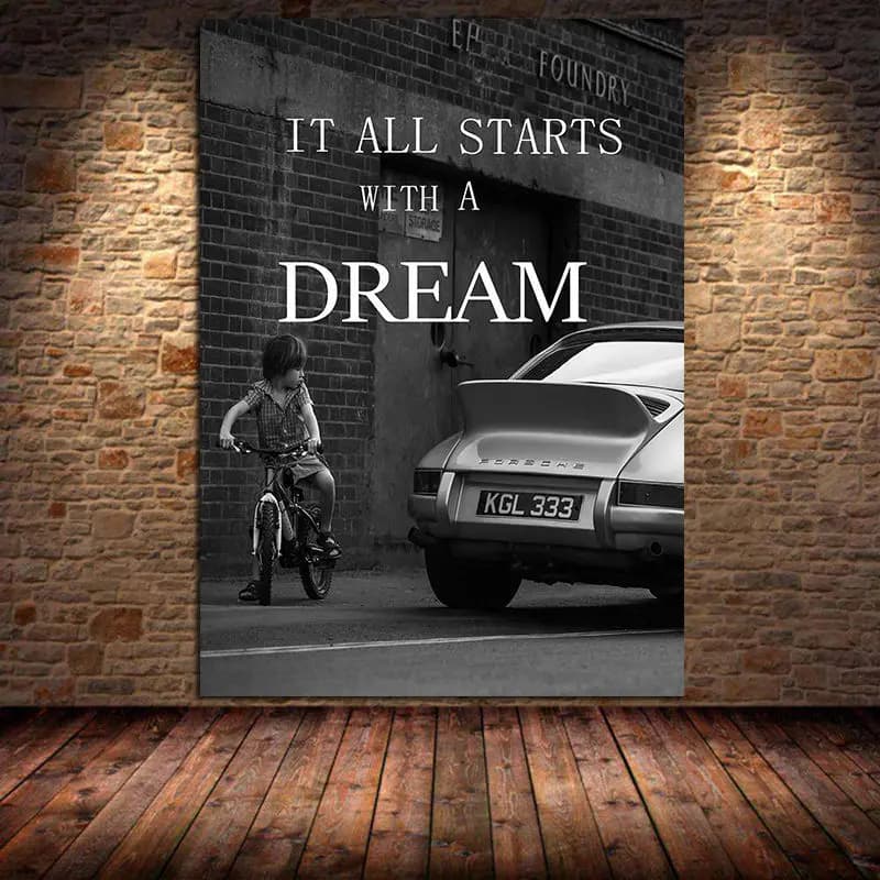 Luxury Dream Sports Car Kid Saw A Car Posters Wall Art Pictures Canvas Painting for Living Room Dffice Home Decor