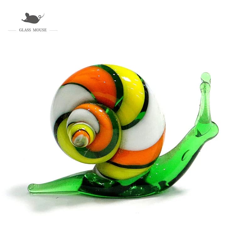 Murano Glass Snail Miniature Figurines Ornaments Colorful Art Cute Animal Collection Home Tabletop Decor Statuette New Year Gift