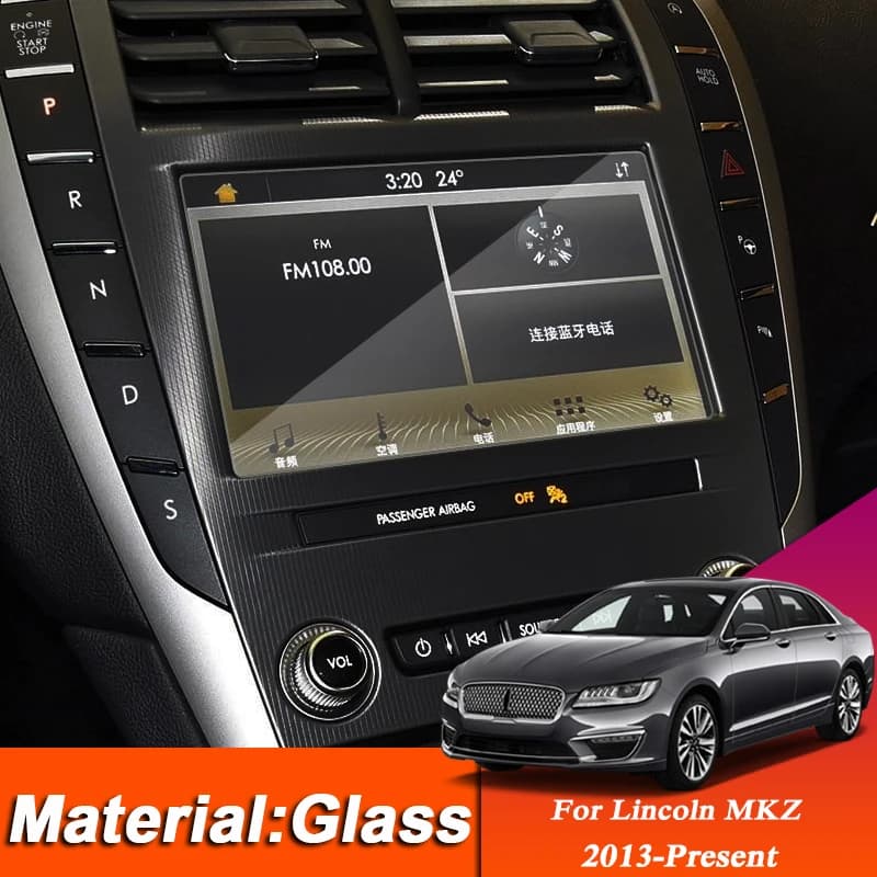 8inch Car Styling GPS Navigation Screen Glass Protective Film Sticker For Lincoln MKZ 2013-Present Interior Stickers Accessory