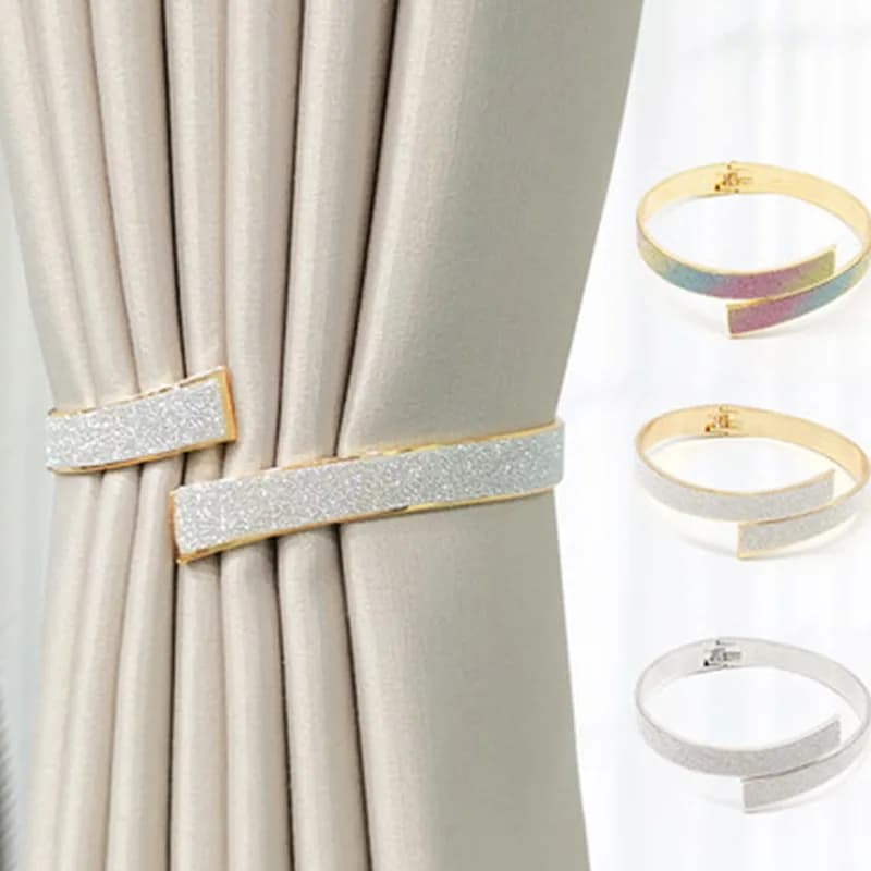 Light luxury high-grade alloy spring curtain clip hole free hook creative storage buckle tie strap room accessories