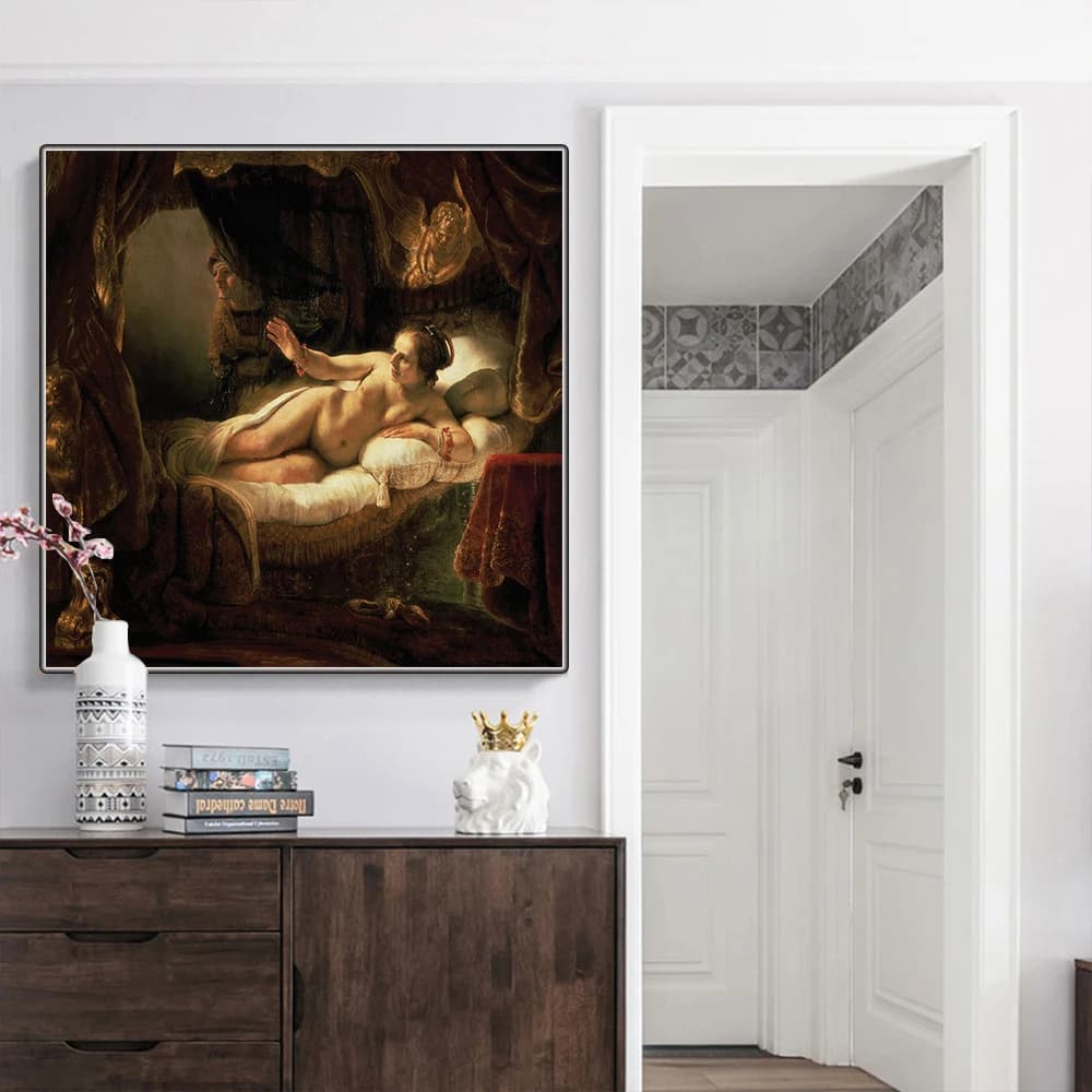Rembrandt " Danaë " Canvas Oil Painting Famous Artwork Poster Picture Modern Wall Decor Home Living room Decoration