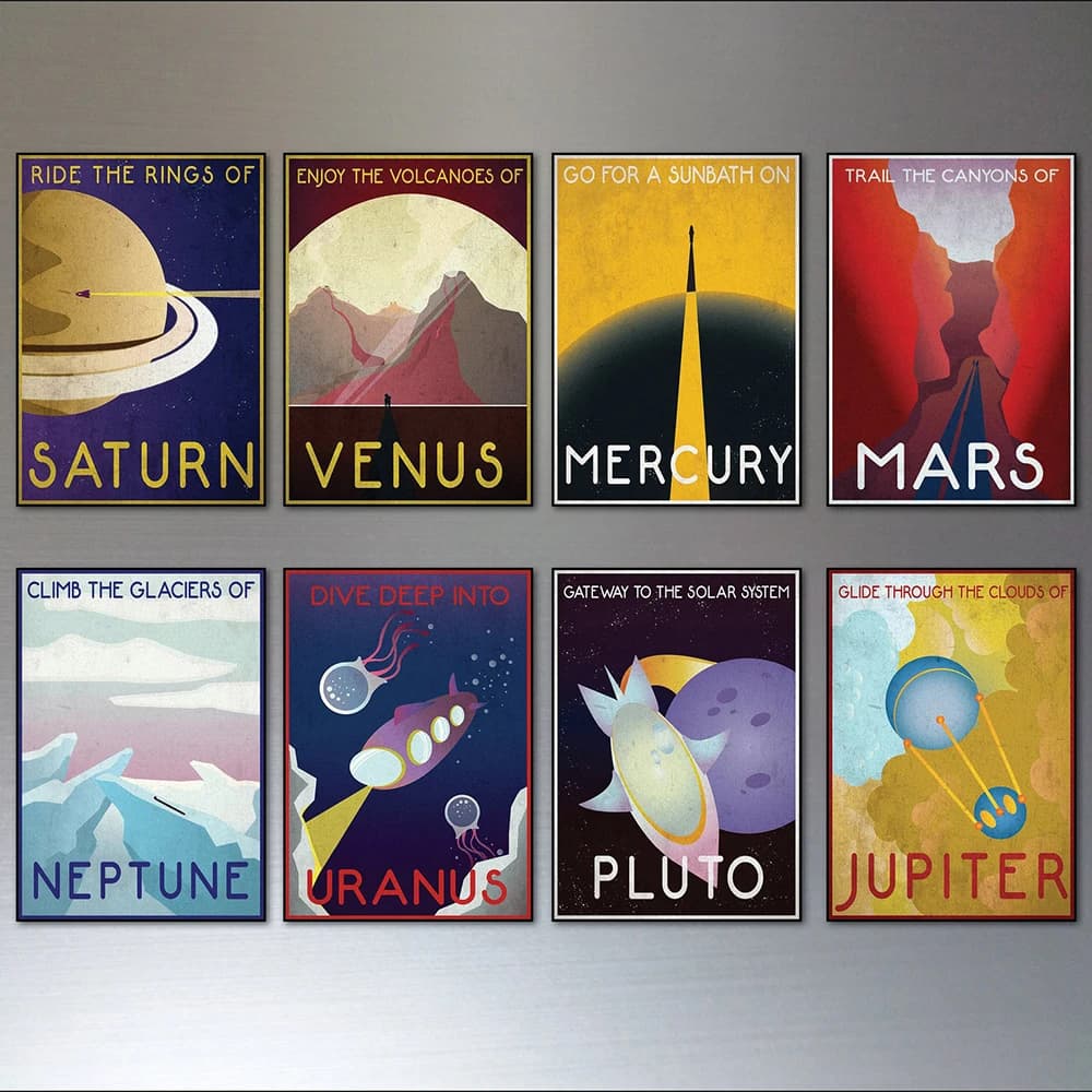 Space Planets Prints And Poster Vintage Retro Universal Planet Art Canvas Painting Science Fiction Wall Pictures For Living Room