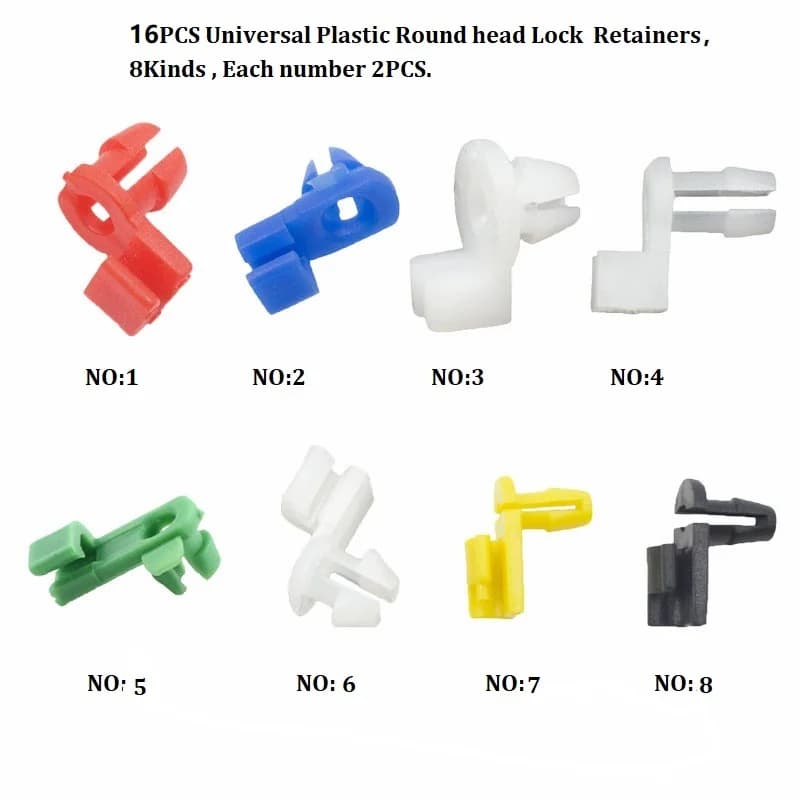 16PCS Universal Auto Door Lock Block Fixed Hooks Plastic Fasteners Clips Compatible with 8 Car Models for Vehicle Repair