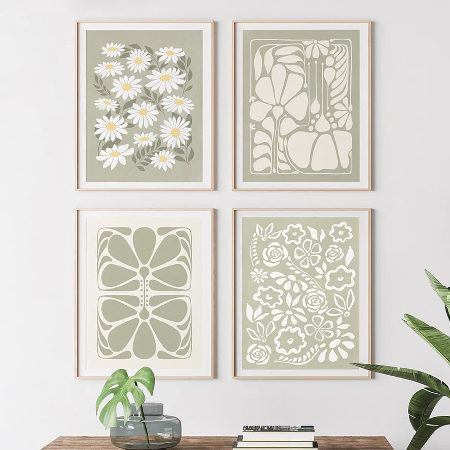 Abstract Flowers Color Block Minimalism Wall Art Canvas Painting Nordic Posters And Prints Pictures For Living Room Home Decor