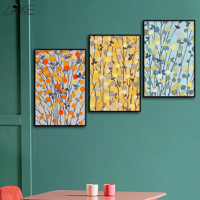 Rustic Vintage Canvas Painting Colorful Leaves Posters and Prints Botanical Wall Picture Christmas Decorations for Home