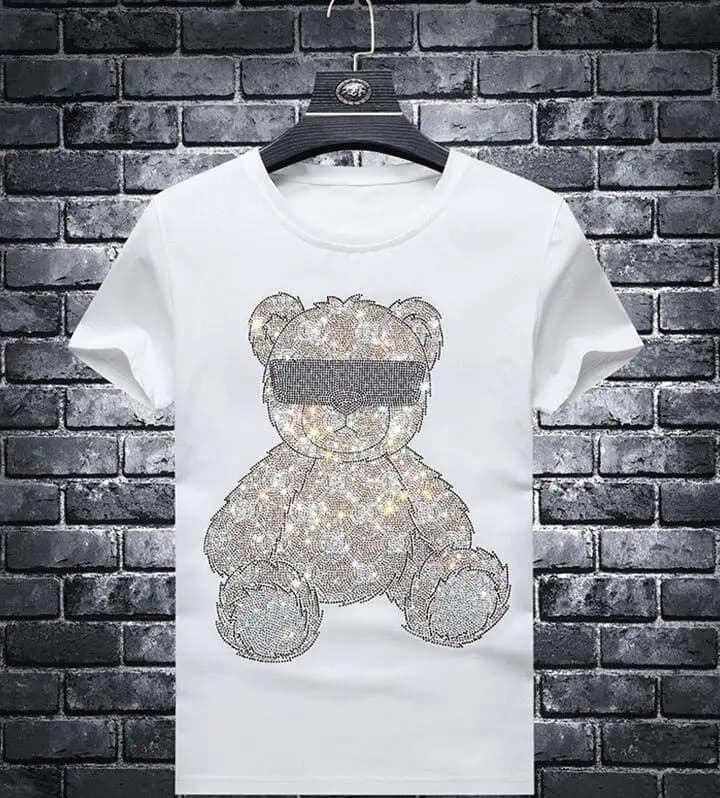 S-6XL Streetwear Diamonds T-Shirts Summer Mens Rhinestones T Shirt Male Fashion Tees Casual Anime Tops