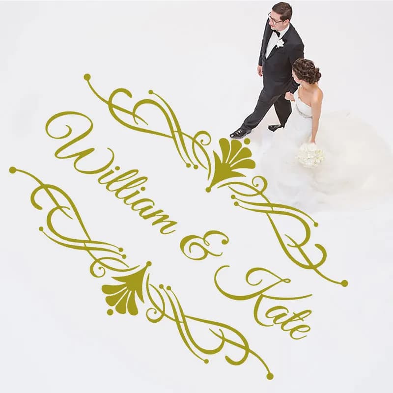 Personalized Name Wedding Dance Floor Decal Vinyl Sticker Wedding Decor Monogram Flower Petal Art Boda Party Large Size WE33