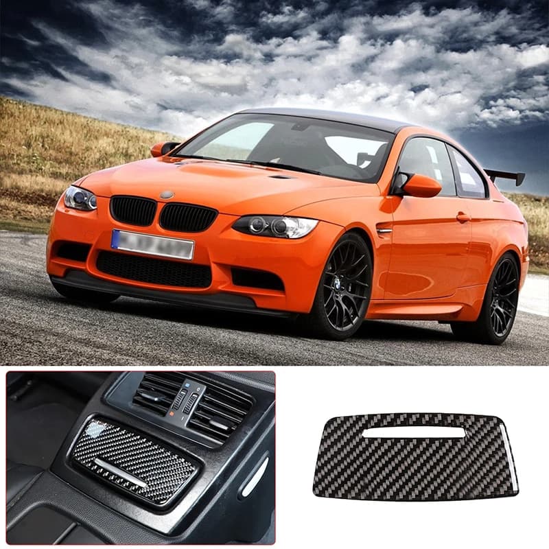 For BMW M3 E90-E93 2007-2013 ashtray cover plate sticker real carbon fiber (soft) 1 piece set of car interior accessories