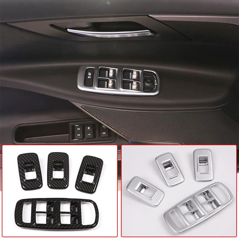 4pcs Auto Part Car Door Window Lift Switch Button Panel Cover Trim ABS Carbon fiber For Jaguar XE Interior Accessories Sticker