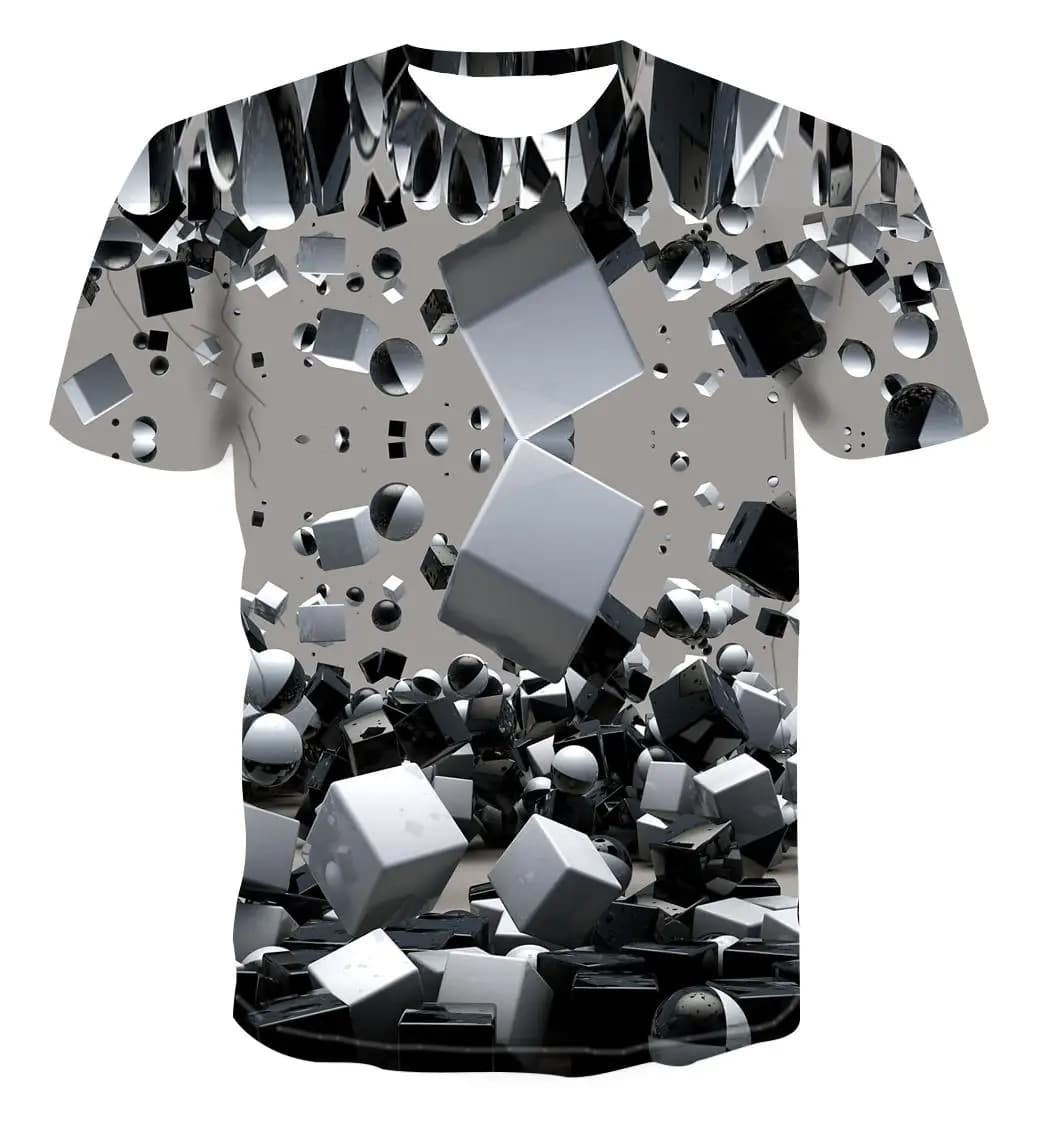 2021 new men's T-shirt casual short-sleeved O-neck fashion funny printing 3D T-shirt men/women plaid clothing top