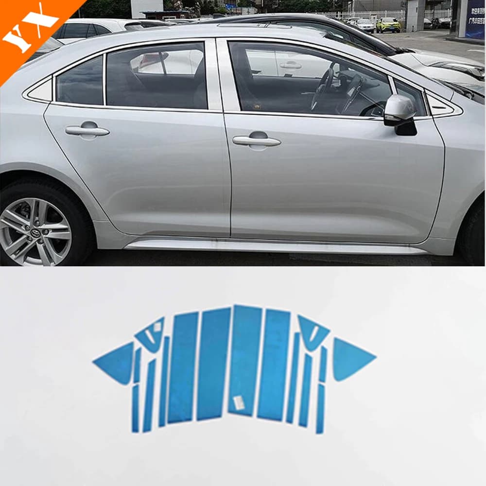 for Toyota Corolla 2019 2020 2021 Accessorie Stainless styling Car exterior Window Center Pillar decor sticker Cover Trim