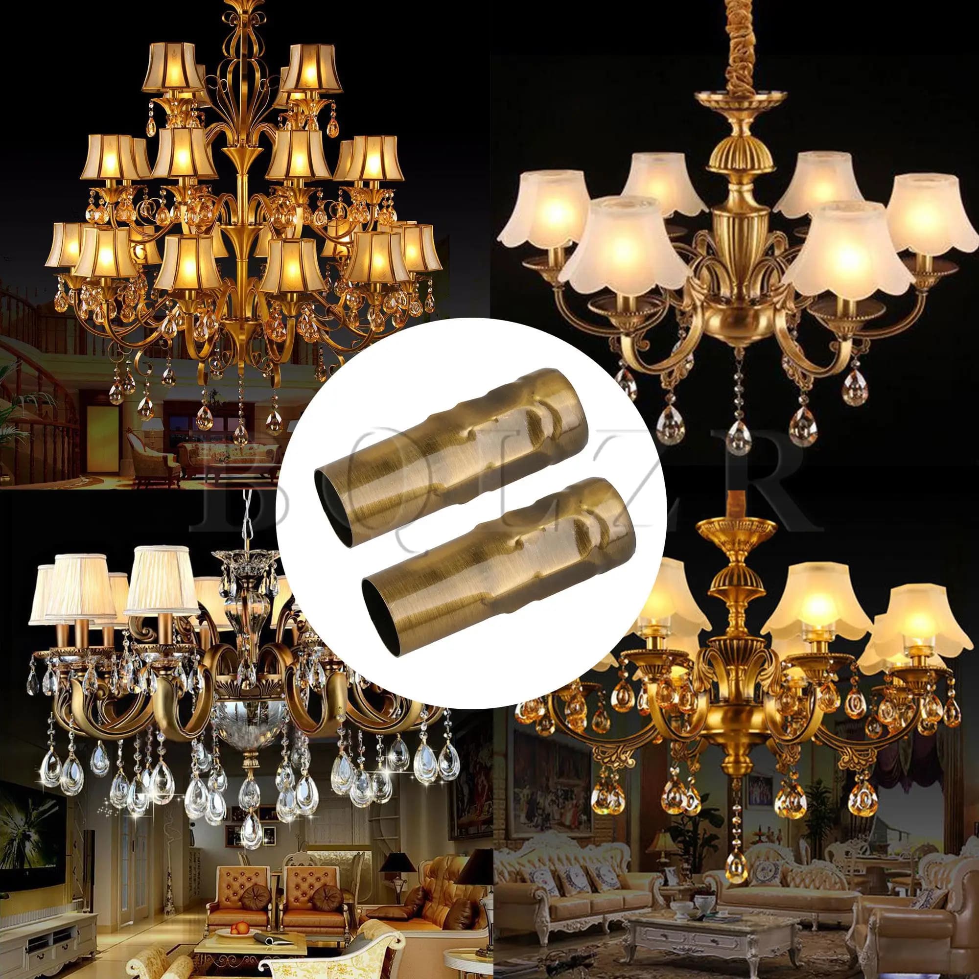 BQLZR 6Pcs Bronze Iron Candle Socket Cover 3.15Inch Chandelier Lamp Base Holder Home Light Decor Parts
