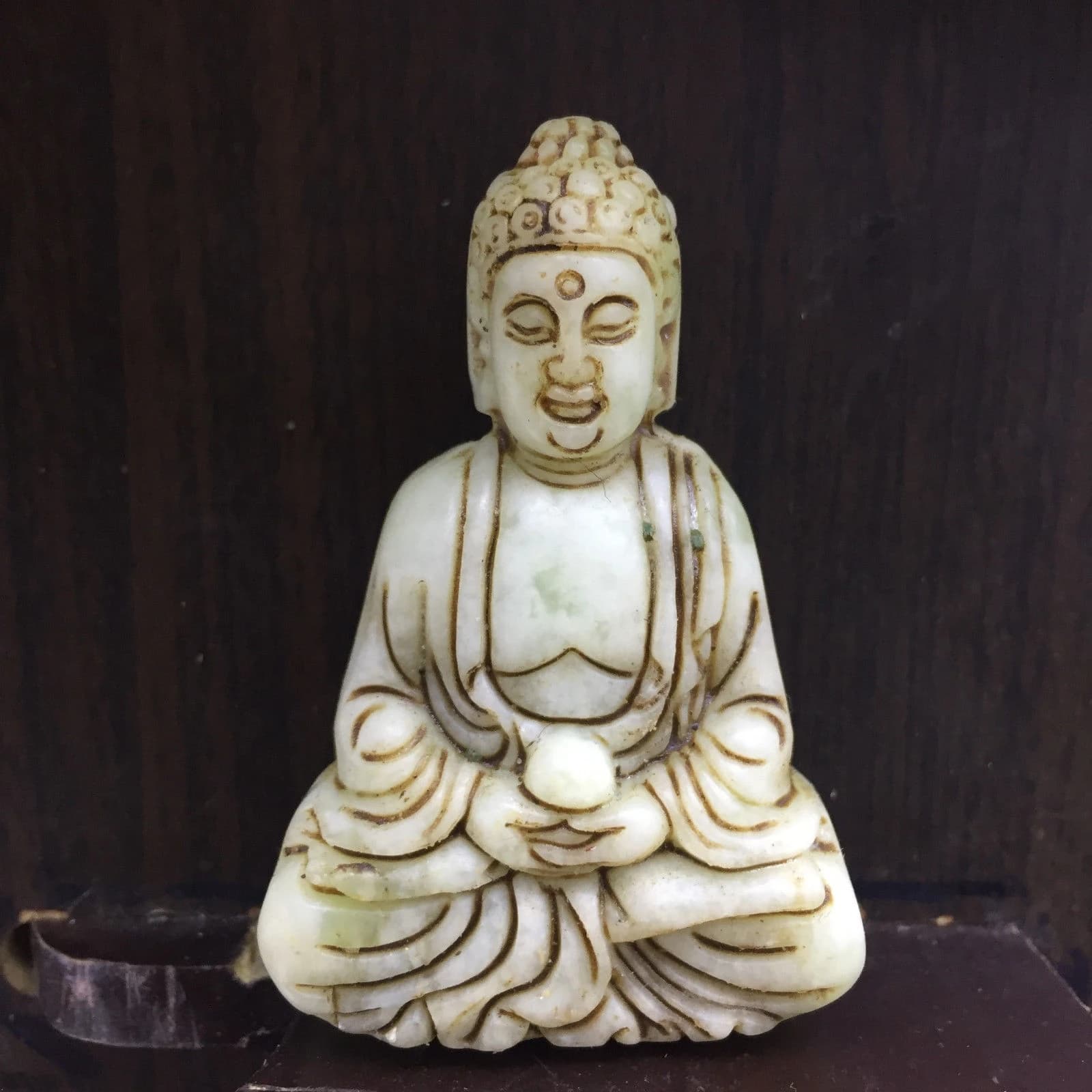 Collectable Chinese White Jade Carved Maitreya Buddha Happy Buddha Exquisite Small  Statues