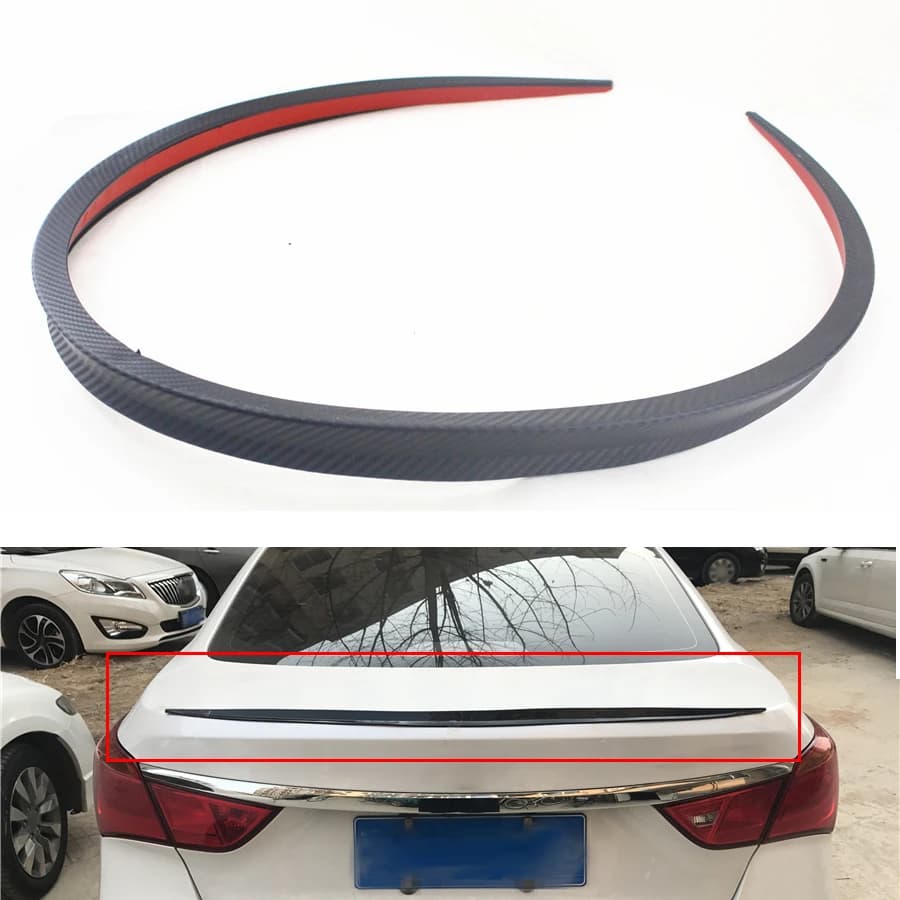 1.3M Car Rear Roof Trunk Spoiler Rear Wing Lip Trim Sticker Kit Carbon Fiber Color Flexible and Durable Universal