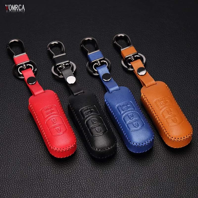 Fashion Men's Car Key Case for Mazda Leather 3 Alexa Mazda 6 Atenza 3 Button Remote Control Smart Key Cover Case protect shell