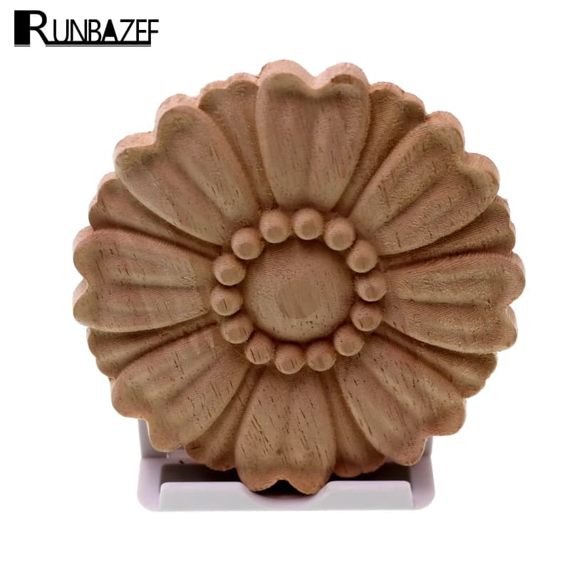 RUNBAZEF Boutique Lots Wood Carved Long Onlay Applique Unpainted Flower Walls Cabinets Door Vintage Home Decor Type Kawaii Craft