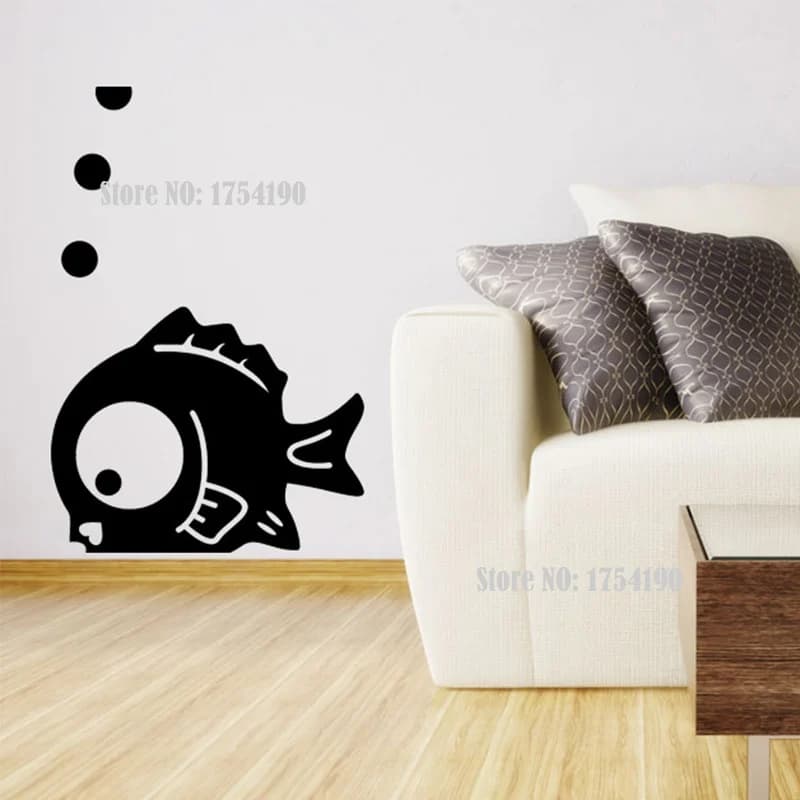 1PC Wall stickers Home decor SIze:400mm*500mm PVC Vinyl paster Removable Art Mural cartoon child Fish RS4050