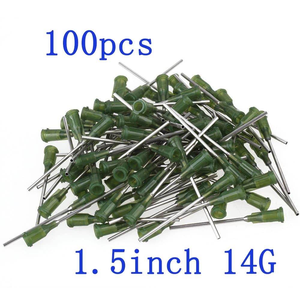 100Pcs, Blunt Tip Dispensing Needle With Luer Lock 14G X 1.5Inch Syringe Needle For Industrial Mixing Many Liquid , Non-Sterile