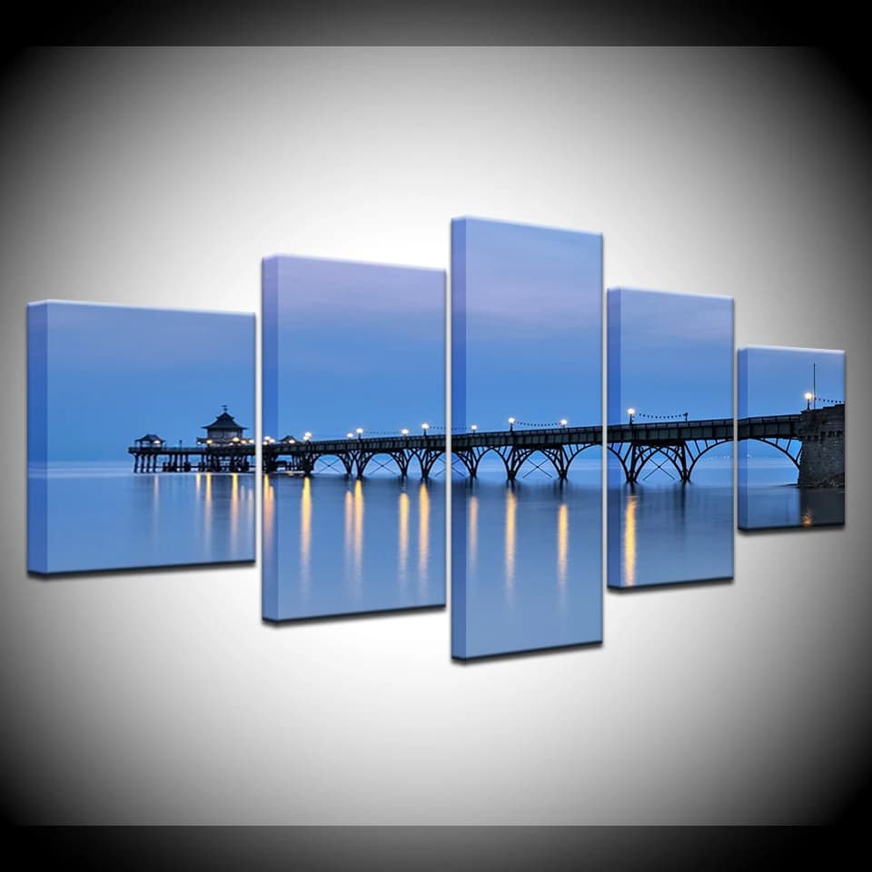 The morning seascape 5 Panels HD Print Wall Art modern Modular Poster art Canvas painting for Living Room Home Decor