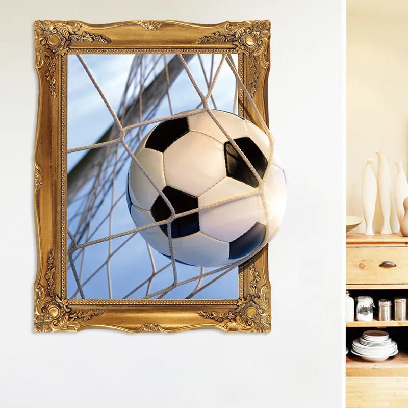 False Window Score Goal Football Wall Sticker For Living Room Background Decoration Mural Sports Home Decals Creative Wallpaper