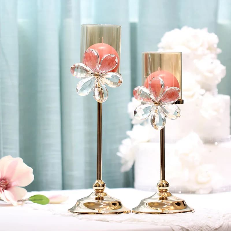 Crystal Candle Holders For Tables, Candlestick, Wedding Centerpieces, Gold Candles, Home Decoration Accessories