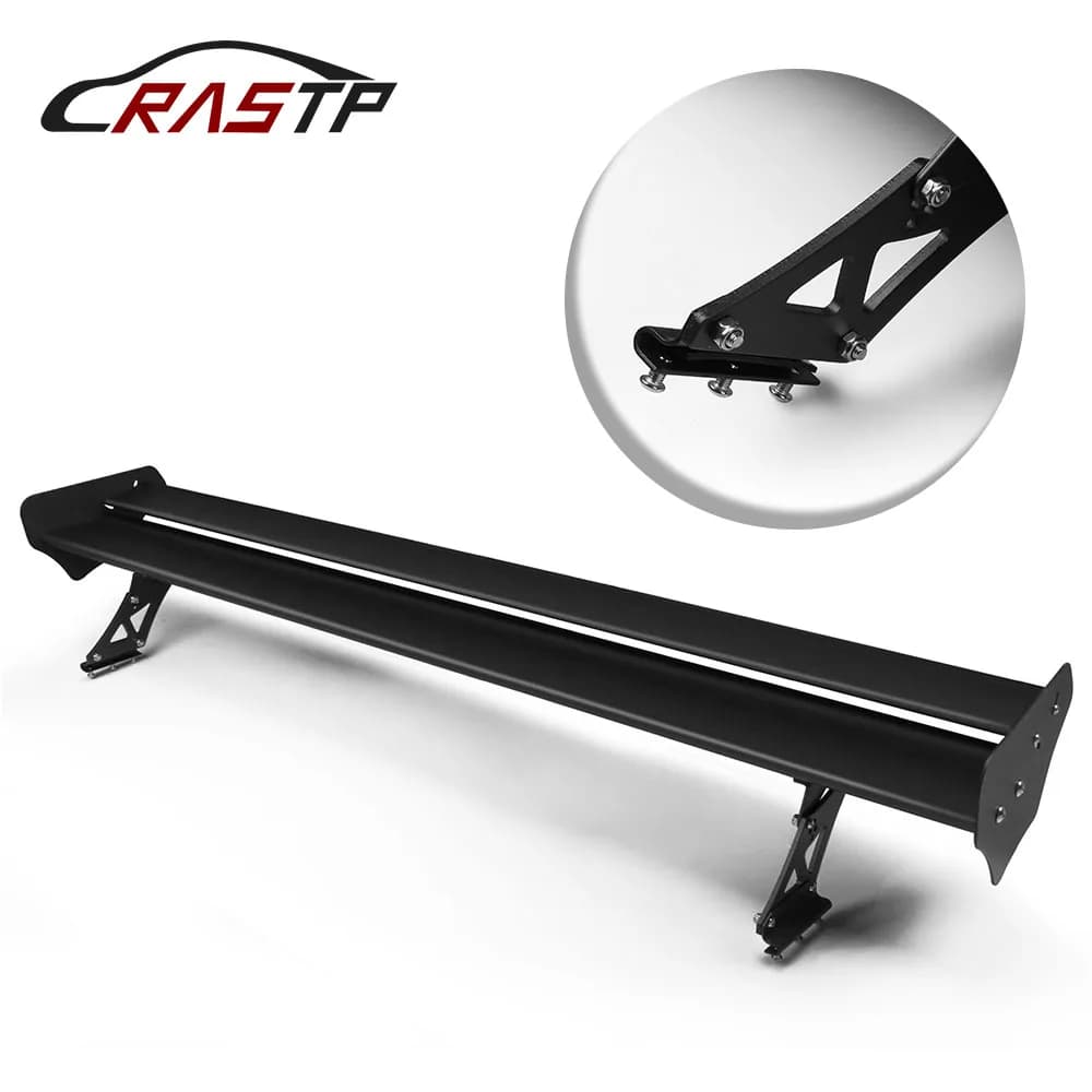 53.15'' Sliding Adjustable Bracket Double Wing Fin Trunk Spoiler No perforation Rear Car Sedan GT Wing Styling Spoiler LTB116