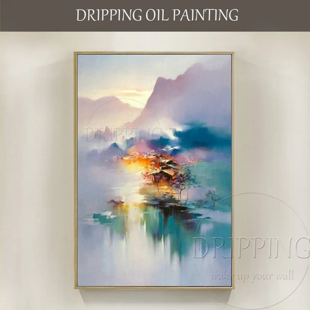 Top Artist Hand-painted Beautiful Colorful China Landscape Oil Painting on Canvas Impressionist Chinese Landscape Oil Painting