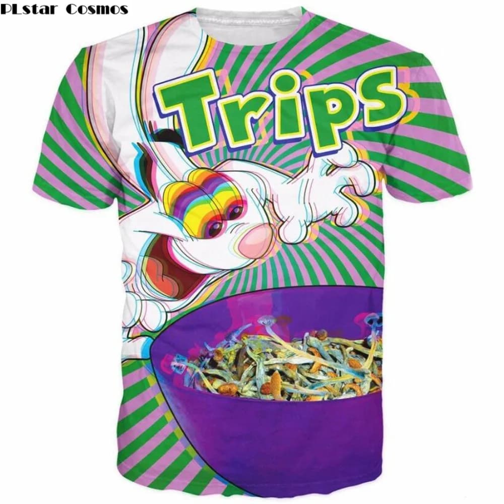 PLstar Cosmos 2025 New Fashion t-shirt trippy vibrant Trix Rabbit psychedelic 3D Print Crewneck T shirts Mens Womens tee tops