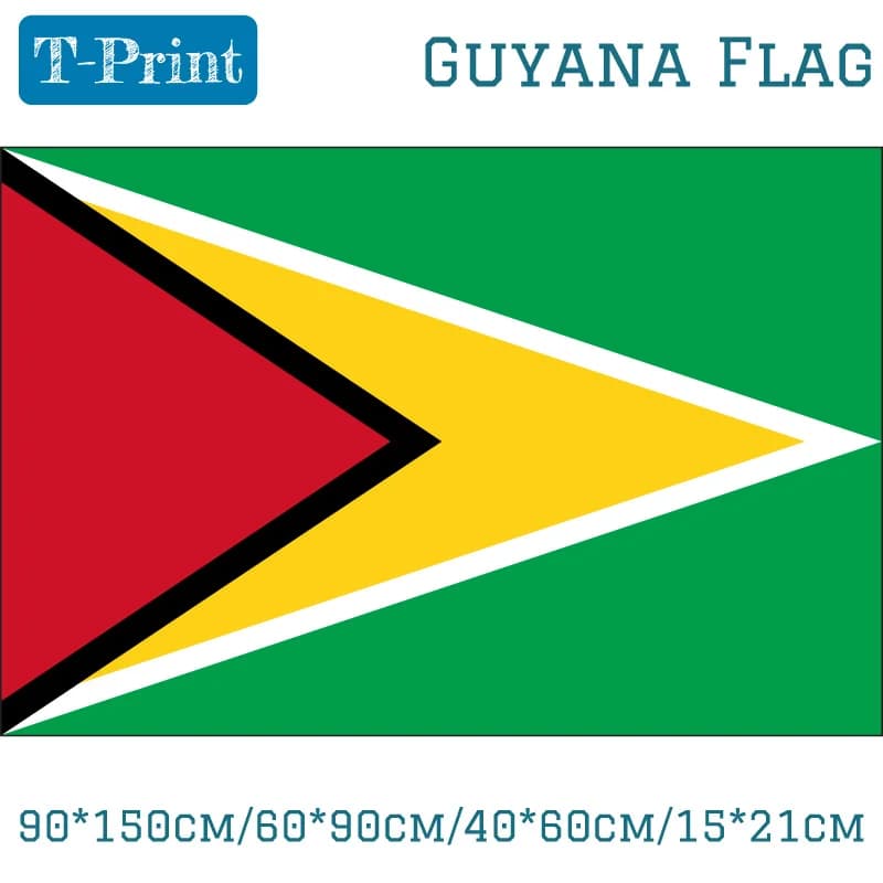 90*150cm/60*90cm/40*60cm/15*21cm Guyana  National Flag South America Banner Brass Metal Holes
