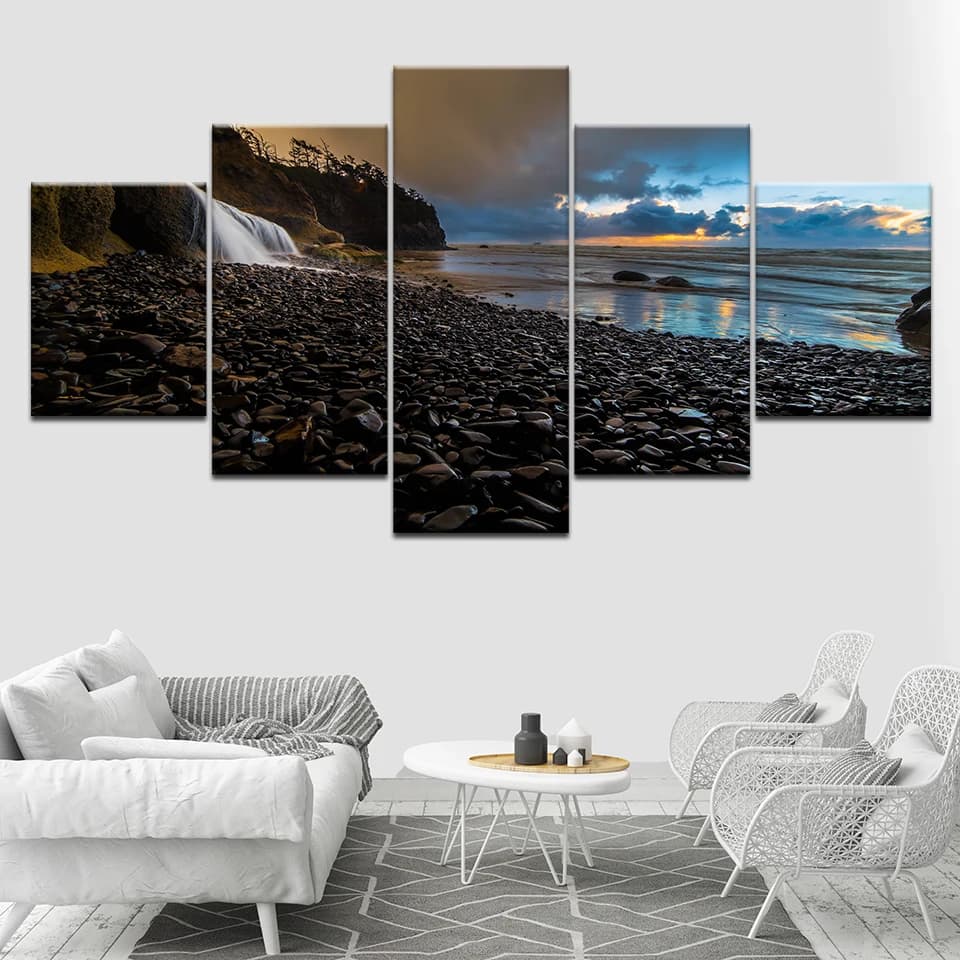 Seaside Scenery seascape 5 Piece HD Wallpapers Art Canvas Print modern Poster Modular art painting for Living Room Home Decor