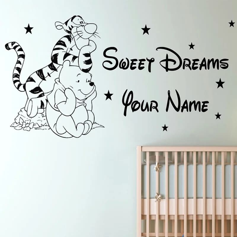 Custom Name Tigger Winnie the Pooh Children Bedroom Removable Vinyl Wall Sticker wall decals home decoration