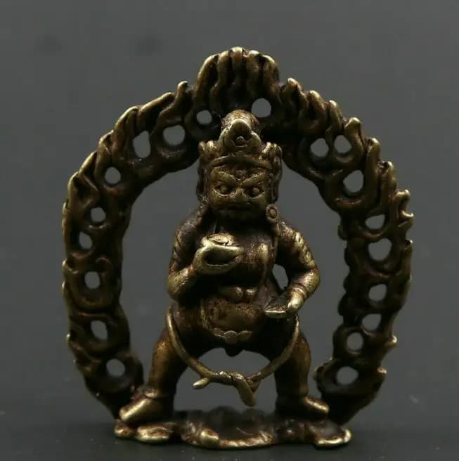 Chinese Bronze Black God Of Wealth Tibetan Barra Mammon Amulet Exorcise Evil Spirits Statue