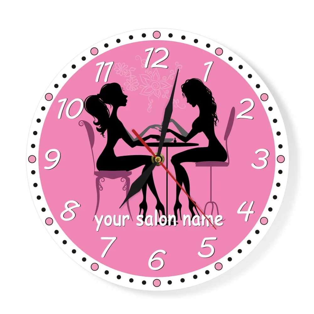 Manicure Salon Wall Clock Nail Salon Spa Personalized Wall Clock Custom Artwork Pedicure Art Nail Studio Business Wall Art Decor