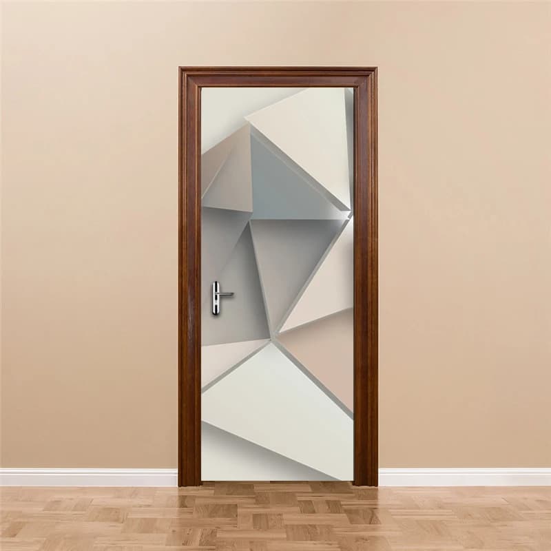 2pcs/set Creative Geometric Pattern Door Stickers Wall Home Decoration PVC Waterproof Bedroom Door Sticker Wallpaper Wall Decals