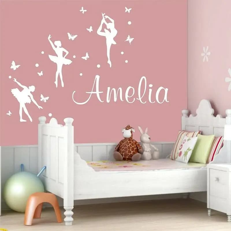 Ballerinas Personalisation Name Wall Sticker Vinyl Ballet Girls Name Custom Bedroom Wall Stickers Removable Room Decoration Z178